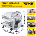 VEVOR 240W Commercial Meat Slicer, Electric Deli Food Slicer, Carbon Steel Blade Electric Food Slicer, 350-400RPM Meat Slicer, 0 - 0.47 Inch Thickness Adjustable For Commercial And Home Use - Image 5