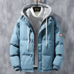 Fashion Hooded Jacket Men Winter Windproof Thickened Fake Two-piece Coat Solid Leisure Sports Cotton Jacket - Image 5